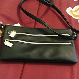 Lightweight double zip pocketed crossbody / wristlet NEW